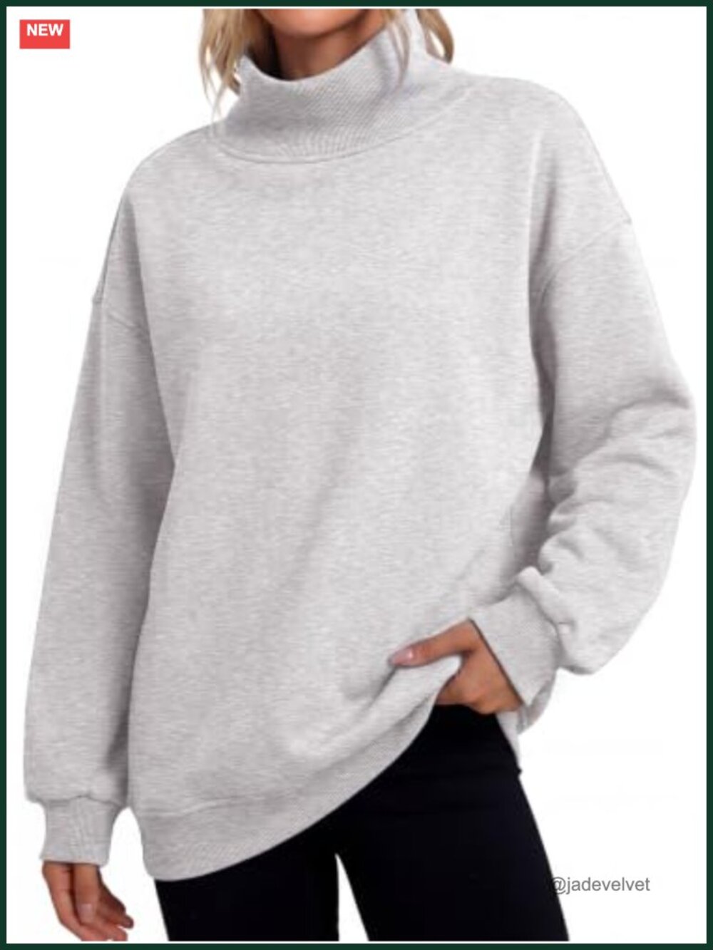 Women's Oversized Mock Neck Sweatshirt Cotton Fleece Pullover Long Sleeve